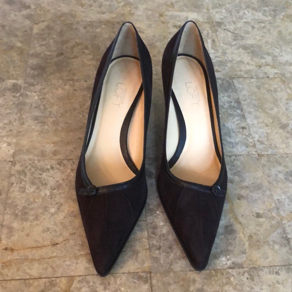 Suede leather trim chocolate brown Loft Avery Heel - Picture 3 of 7